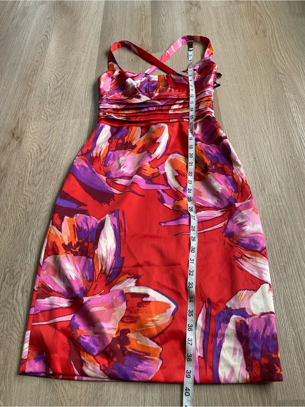 David Meister Silk Blend Floral Cocktail Dress NWT Red Pink Mini Party Dress - Picture 16 of 16